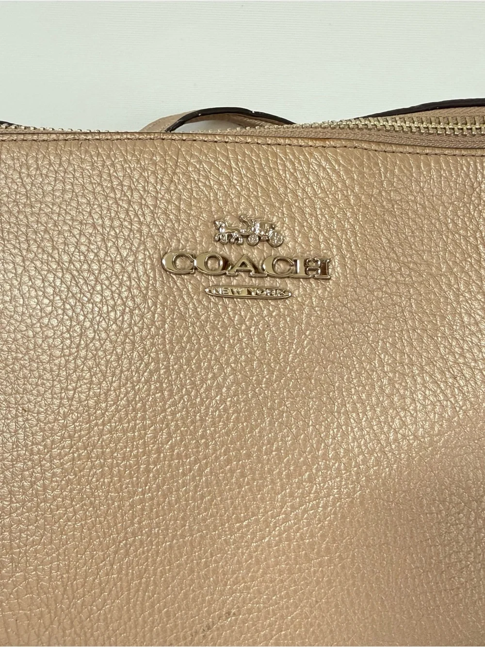 Coach Pebbled Leather Shoulder Tote in iridescent Taupe